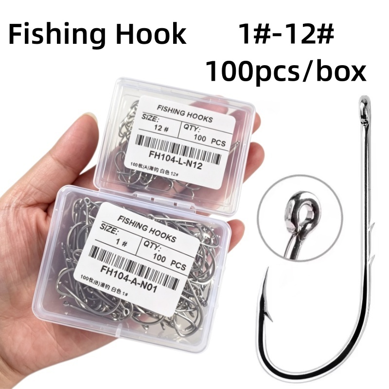 Fishing Hook Offset - 100 шт./коробка Рыболовные крючки с длинным