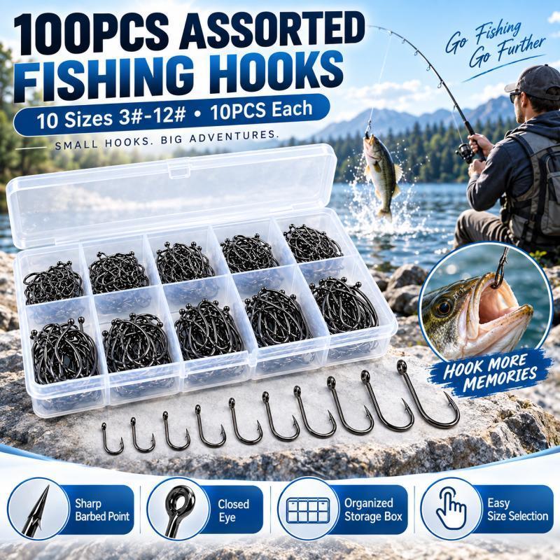 Набор из 100 рыболовных крючко – обзор и цена Fishing Hook Assortment